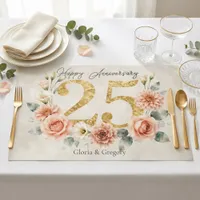 Floral Watercolor 25th Anniversary Paper Placemat