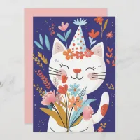 Cute Cat Celebration Birthday Invitation Card