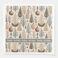 Earth Tones Christmas Pattern#25 ID1009 Paper Dinner Napkins