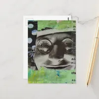 Black and White Face With Polka Dots Letters Postcard