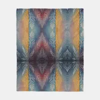 Beautiful multi colored ice crystal feathered  fleece blanket