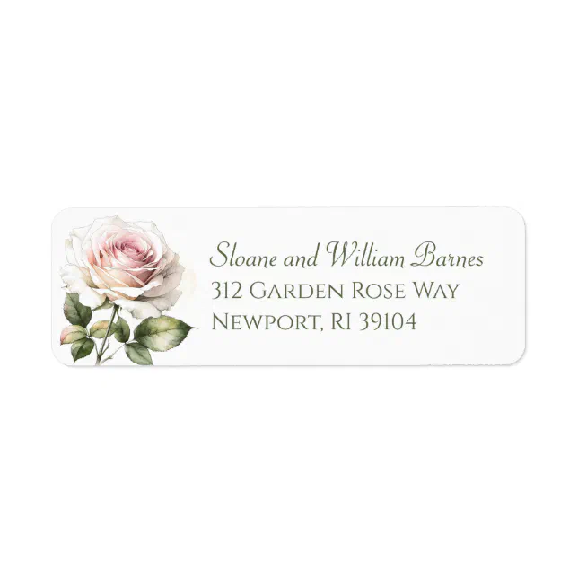 Elegant Romantic Pale Pink Rose Return Address Label