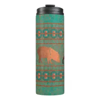 Southwest Fun Javelina Family Copper Teal Thermal Tumbler