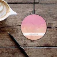 Peach Blush Pink Stylish Dreamy Abstract Chic Cute Wireless Charger