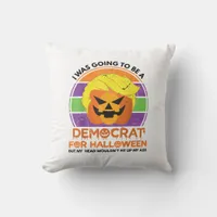 Going To A Democrat For Halloween Funny Trumpkin Throw Pillow
