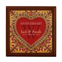 Red Golden Bohemian Wedding Anniversary Gift Box