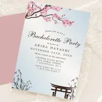 Sakura Japanese Cherry Blossom Asian Bachelorette Invitation