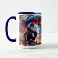 Anime Boy and Dragon in a Dystopian World Mug