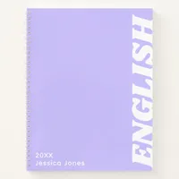 Minimalist Purple Vertical Text School Subject Notebook