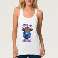 Love my Highland Cows Cyberpunk Style Art Tank Top