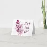 Martial Arts Pink Butterfly Black Belt Girl Card
