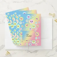 Happy faces in pastel - fun and cute  pocket folder