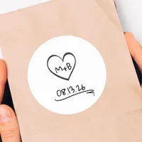 Simple Timeless Chic Initials Sketch Wedding Classic Round Sticker