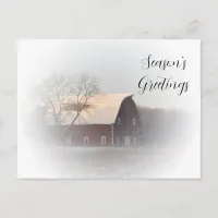 Winter Country Barn Business Seasons Greetings Holiday Postcard