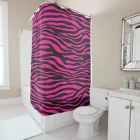 Pink and Black Zebra Print Shower Curtain