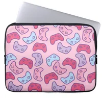 Gamer Girl Cute Pink Cartoon Game Controllers Laptop Sleeve