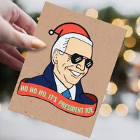 Funny Ho It's President Joe Biden Santa Christmas Postcard