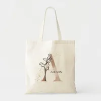 Monogram Initial Modern Letter A Boho Personalized Tote Bag