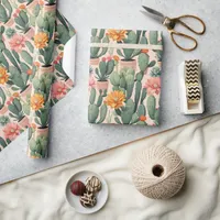 Desert Oasis - Cactus, Succulent, and Flower Wrapping Paper