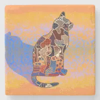 Abstract Collage Clarice the Cat ID103 Stone Coaster