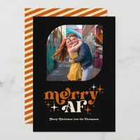 Burnt Orange & Champagne Retro Christmas Photo Holiday Card