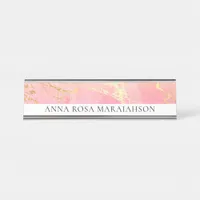 *~ Gold Foil Pink Peach Cosmic Universe AP3  Desk Name Plate