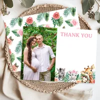 Safari Jungle Girl Baby Shower Thank You Card 