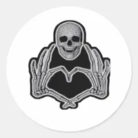 Skeleton Heart Hands Clean Graphic Mood Classic Round Sticker