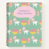 Green Princess Unicorn Girl's Write & Draw Story Notebook