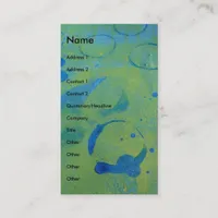 Abstract Blue Circles on Green Business Card