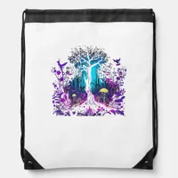 Fey Gothic Emo Goblincore Aesthetic  Forest Graphi Drawstring Bag