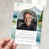 Nature Trees Lake Photo Sympathy Funeral Memorial Thank You Card