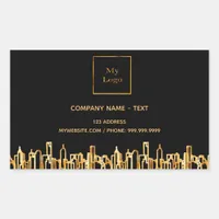 Logo black gold city skyline business real estate rectangular sticker