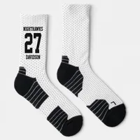 Sports Team Number Name White Dotted Basketball Socks