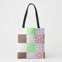 Boho Brown, Burgundy, Green and Mauve Whimsical  Tote Bag