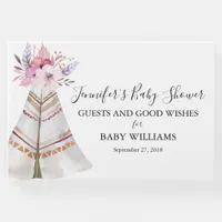 Floral Tribal Teepee Baby Shower Guest Book