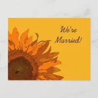 Orange Sunflower on Yellow Marriage Announcement