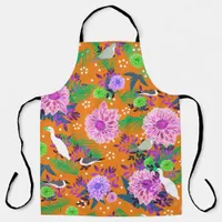 Tropical Birds Floral Botanical Print Apron