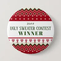 Ugly Sweater Knitted Hygge Angels Hearts Christmas Button