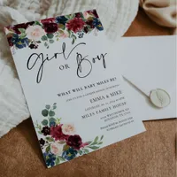 Boho Burgundy Girl or Boy Gender Reveal Invitation