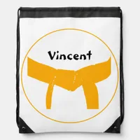 Martial Arts Orange Belt Drawstring Bag
