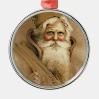 Vintage Santa Metal Ornament