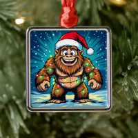 Funny Christmas Sasquatch  Bigfoots Metal Ornament