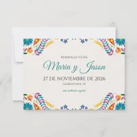 Nuestra Boda Flowers Botanical Spanish Wedding Save The Date