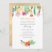 Floral Tropical Summer 50th Wedding Anniversary Invitation