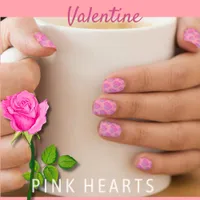 Pretty Pink with Pink Love Hearts  Minx Nail Art