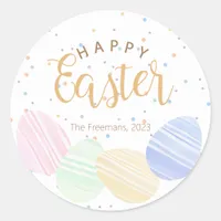 Happy Easter Pastel Watercolor Eggs Round Sticker