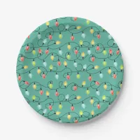 Twinkling Christmas Lights Holiday Pattern Paper Plates