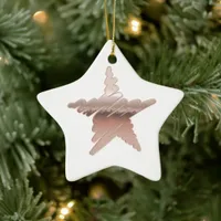 Chic Christmas metallic rose gold star white Ceramic Ornament