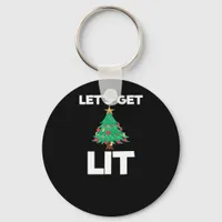 Let's Get Lit Christmas Tree Holiday Drinking Keychain